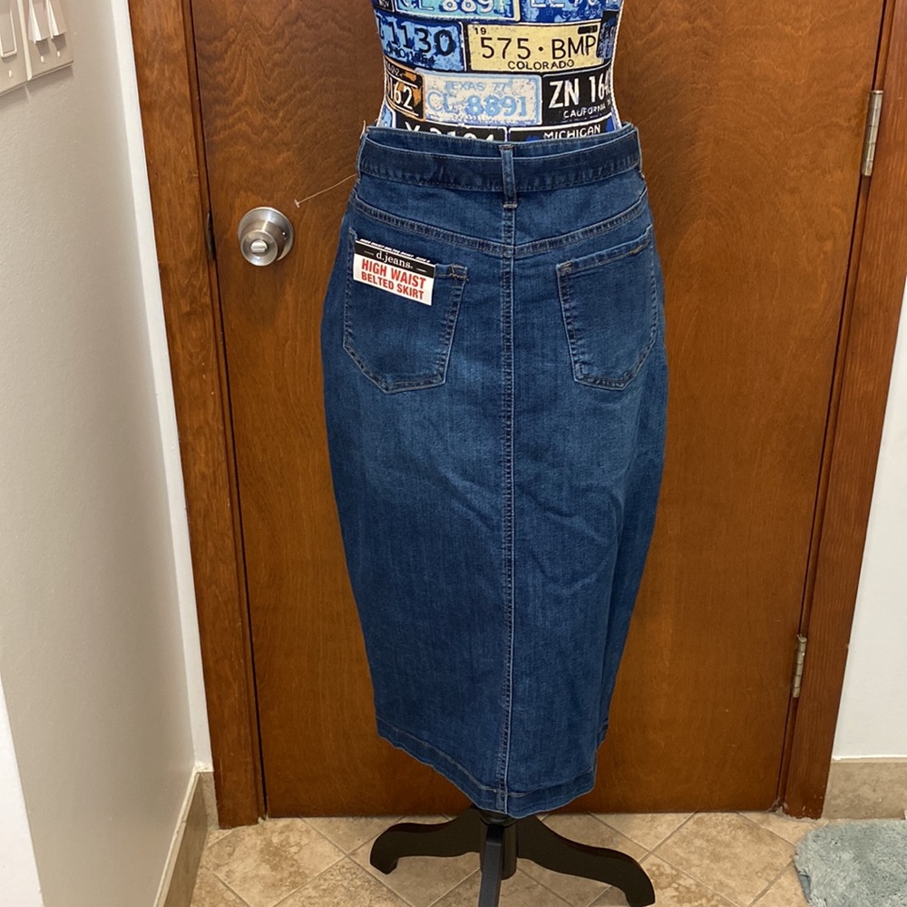 D.jeans  high waist belted jeans skirt size 8 , NWT - Picture 6 of 7
